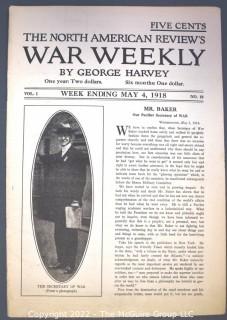 Six (6) 1918 Editions of The North American Review's War Weekly by George Harvey