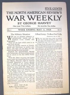 Six (6) 1918 Editions of The North American Review's War Weekly by George Harvey