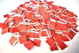 Large Group of Red Square Porcelain Tiles, Unused.  Each measure 1 1/2" square.