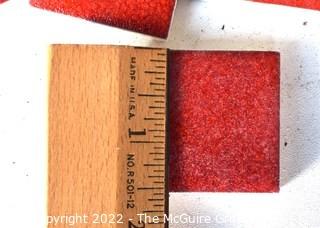 Large Group of Red Square Porcelain Tiles, Unused.  Each measure 1 1/2" square.