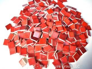 Large Group of Red Square Porcelain Tiles, Unused.  Each measure 1 1/2" square.