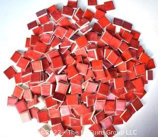 Large Group of Red Square Porcelain Tiles, Unused.  Each measure 1 1/2" square.