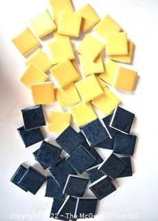 Group of Yellow and Black Porcelain Tiles, Unused.  Each measure 1 1/2" square.