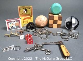 Group of  Brain Teaser Puzzle Games, Pocket Knife and  Yo Yo. 