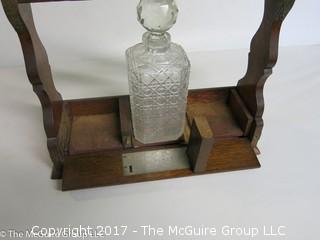 Brass handled Locking Wooden Case for transporting spirits (includes crystal) 