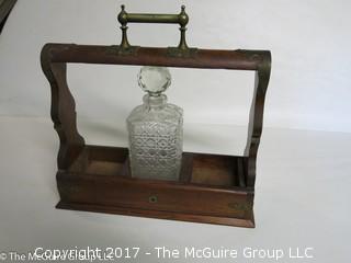 Brass handled Locking Wooden Case for transporting spirits (includes crystal) 