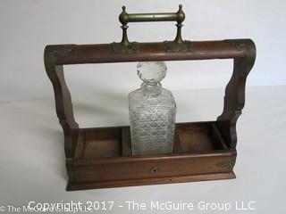 Brass handled Locking Wooden Case for transporting spirits (includes crystal) 