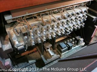 REVISED: 45 Mahogany Baldwin Electronic Organ, #4588; sold by the Baldwin Piano Co.; circa 1958 (THIS ITEM IS IN PLACE IN CHEVY CHASE.  REMOVAL IS FLEXIBLE WITH TMG MEETING YOU THERE BY APPOINTMENT THRU TUESDAY, SEPT. 19.  THE ORGAN CAN BE MOVED TO THE STREET WITHOUT  CHANGE IN ELEVATION OR CURBS  