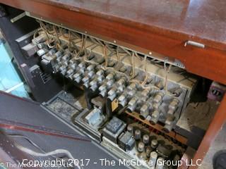 REVISED: 45 Mahogany Baldwin Electronic Organ, #4588; sold by the Baldwin Piano Co.; circa 1958 (THIS ITEM IS IN PLACE IN CHEVY CHASE.  REMOVAL IS FLEXIBLE WITH TMG MEETING YOU THERE BY APPOINTMENT THRU TUESDAY, SEPT. 19.  THE ORGAN CAN BE MOVED TO THE STREET WITHOUT  CHANGE IN ELEVATION OR CURBS  