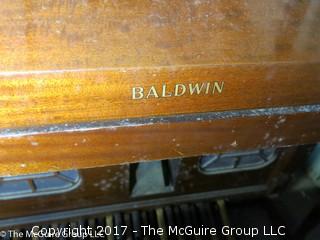 REVISED: 45 Mahogany Baldwin Electronic Organ, #4588; sold by the Baldwin Piano Co.; circa 1958 (THIS ITEM IS IN PLACE IN CHEVY CHASE.  REMOVAL IS FLEXIBLE WITH TMG MEETING YOU THERE BY APPOINTMENT THRU TUESDAY, SEPT. 19.  THE ORGAN CAN BE MOVED TO THE STREET WITHOUT  CHANGE IN ELEVATION OR CURBS  