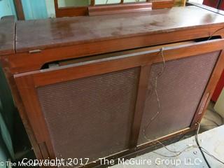 REVISED: 45 Mahogany Baldwin Electronic Organ, #4588; sold by the Baldwin Piano Co.; circa 1958 (THIS ITEM IS IN PLACE IN CHEVY CHASE.  REMOVAL IS FLEXIBLE WITH TMG MEETING YOU THERE BY APPOINTMENT THRU TUESDAY, SEPT. 19.  THE ORGAN CAN BE MOVED TO THE STREET WITHOUT  CHANGE IN ELEVATION OR CURBS  