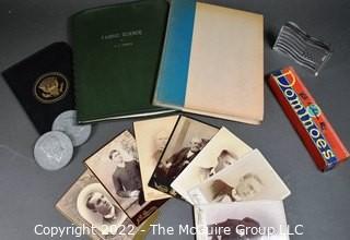 Group of Ephemera, Cabinet Cards, Coins and Dominos