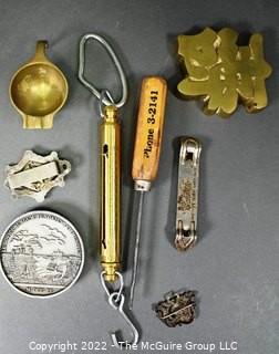 Eclectic Lot Including Hanging Scale, Ice Pick and Medal