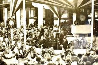 Vintage Framed Black & White Panoramic Photo of Herbert Hoover, 31st President of the United States Laying the Cornerstone of the New Post Office Department Building, Septempber 26, 1932