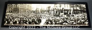 Vintage Framed Black & White Panoramic Photo of Herbert Hoover, 31st President of the United States Laying the Cornerstone of the New Post Office Department Building, Septempber 26, 1932