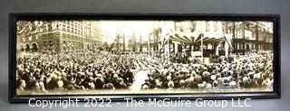 Vintage Framed Black & White Panoramic Photo of Herbert Hoover, 31st President of the United States Laying the Cornerstone of the New Post Office Department Building, Septempber 26, 1932