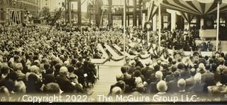 Vintage Framed Black & White Panoramic Photo of Herbert Hoover, 31st President of the United States Laying the Cornerstone of the New Post Office Department Building, Septempber 26, 1932