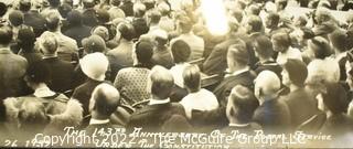 Vintage Framed Black & White Panoramic Photo of Herbert Hoover, 31st President of the United States Laying the Cornerstone of the New Post Office Department Building, Septempber 26, 1932