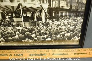 Vintage Framed Black & White Panoramic Photo of Herbert Hoover, 31st President of the United States Laying the Cornerstone of the New Post Office Department Building, Septempber 26, 1932