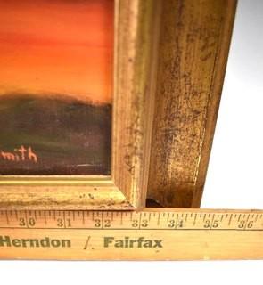 Framed Oil On Canvas Painting of Western Desert Landscape at Sunset Signed by Artist Alice W. Smith. Measures 25"H X 33"W.