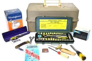 Group of Various Tools Including Plano Tackle Box. 