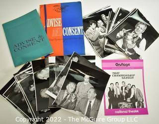 Group of Theater Black & White Publicity Photos and Playbills "Advise & Consent" & "The Championship Season" at The National Theater in Washington DC.