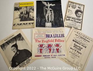 Group of Theater Black & White Publicity Photos and Playbills from "The Ziegfield Follies" & "Cabaret" at The National Theater in Washington DC.