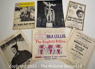 Group of Theater Black & White Publicity Photos and Playbills from "The Ziegfield Follies" & "Cabaret" at The National Theater in Washington DC.