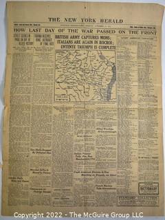 The New York Herald Newspaper - November 12, 1918 War Is Won – End of WWI