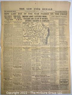 The New York Herald Newspaper - November 12, 1918 War Is Won – End of WWI