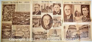 Three (3) Newspaper Photo Gravure Inserts January 19, 1941 Roosevelt Inaugruation 