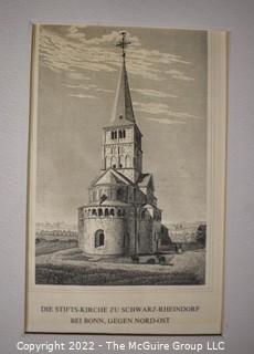 (2) German prints. Market Scene and Cathedral. 