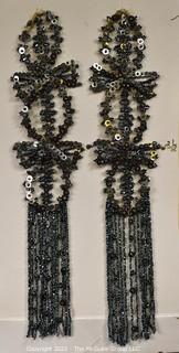 Bead and Sequin Applique Embellishment. This is attached to a fabric backing but can be easily removed. 11" long