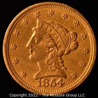 1854 Liberty Head (Matron) $2.50 Gold Quarter Eagle Coin