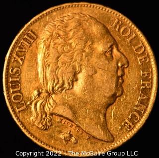 1817 20 franc Gold Coin. Louis XVIII. King of France