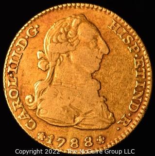 1788 Spain Charles III 2 Escudos Gold Coin