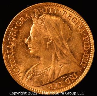 1901 (last year) Old Head Victoria Gold One Half Sovereign (London mint) ungraded