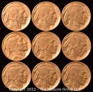 (9) 1937 Buffalo Nickels 