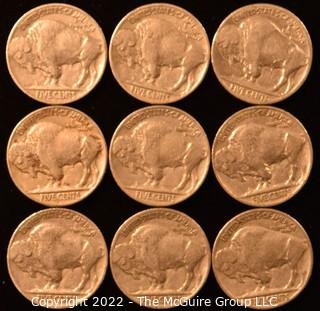 (9) 1937 Buffalo Nickels 