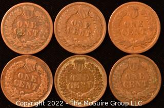 (6) Indian Head Pennies: 1-1887; 2-1901; 3-1907