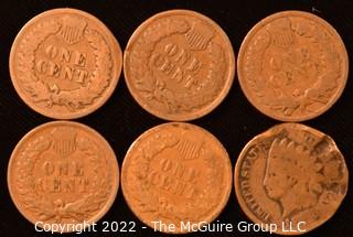 (6) Indian Head Pennies: 1-1901; 1-1902; 1-1906; 3-1907.  (The 1902 coin has been altered so that the obverse and verso are two obverses melded together) {Description was altered 3-17-22 @ 1:04pm ET}