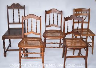 Five (5) Cane Seat Dining Chairs. 