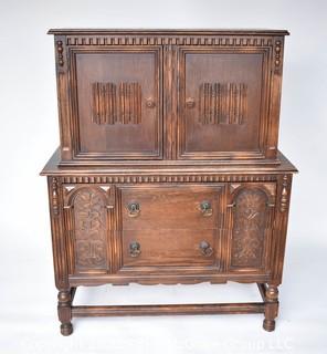 Carved Mahogany High Boy Dresser or Server. 