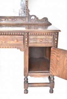 Carved Mahogany Vanity with Pivoting Mirror. 