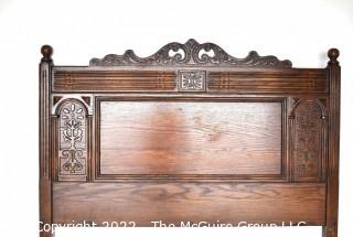 Carved Mahogany Full Size Bed Frame. 