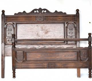 Carved Mahogany Full Size Bed Frame. 