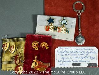 Group of Vintage Washington Redskins Football Team Jewelry and Zippo Lighter Keychain Fob. 