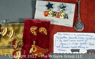 Group of Vintage Washington Redskins Football Team Jewelry and Zippo Lighter Keychain Fob. 