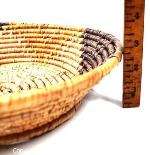 Native American 19th Century Coiled Pima Basket. 11" Diameter.