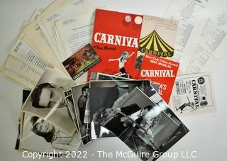 Group of Theater Black & White Publicity Photos and Playbills from "Carnival" at The National Theater.